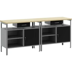 Accessoires De Quincaillerie-vidaXL Ensemble d'établi 2 pcs et gris 200 x 55 x 85 cm Noir