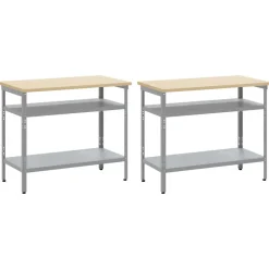 vidaXL Ensemble d'établi 2 pcs Beige et 200 x 55 x 85 cm
