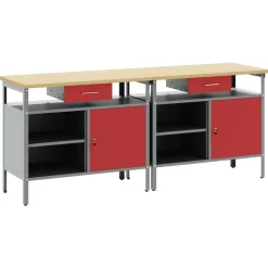 Accessoires De Quincaillerie-vidaXL Ensemble d'établi 2 pcs et Gris 200 x 55 x 85 cm Rouge