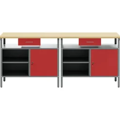 Accessoires De Quincaillerie-vidaXL Ensemble d'établi 2 pcs et Gris 200 x 55 x 85 cm Rouge