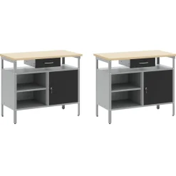 Accessoires De Quincaillerie-vidaXL Ensemble d'établi 8 pcs et gris Acier enduit de poudre Noir