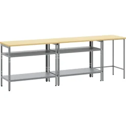 Accessoires De Quincaillerie-vidaXL Ensemble d'établi 3 pcs Beige et Acier enduit de poudre Gris