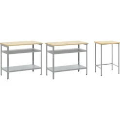 Accessoires De Quincaillerie-vidaXL Ensemble d'établi 3 pcs Beige et Acier enduit de poudre Gris