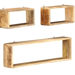 vidaXL Ensemble d'étagère cube 3 pcs bois solide de manguier