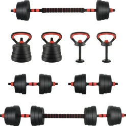 vidaXL Ensemble Haltère-Barre-Kettlebell 4-en-1 20kg 20kg