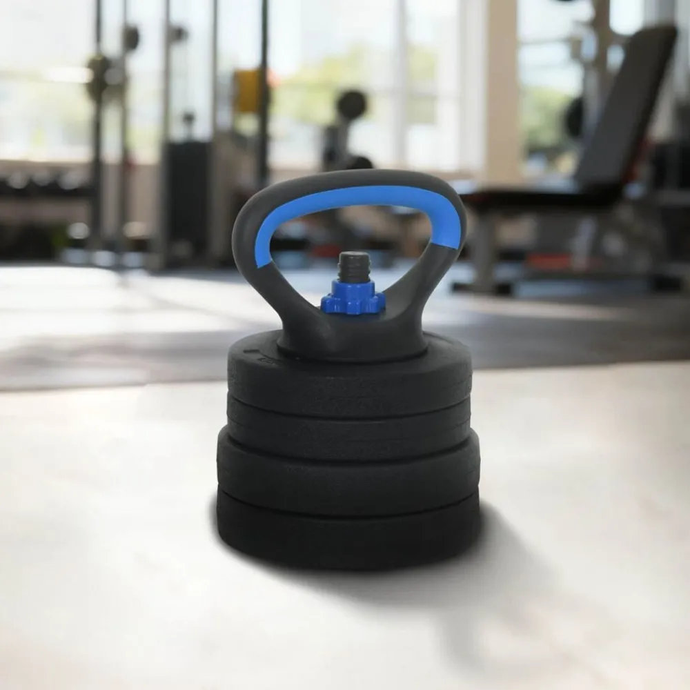 Entraînement & Fitness-vidaXL Ensemble Haltère-Barre-Kettlebell 4-en-1 20kg 20kg Noir et bleu