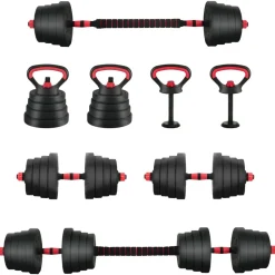 vidaXL Ensemble Haltère-Barre-Kettlebell 4-en-1 30kg 30kg