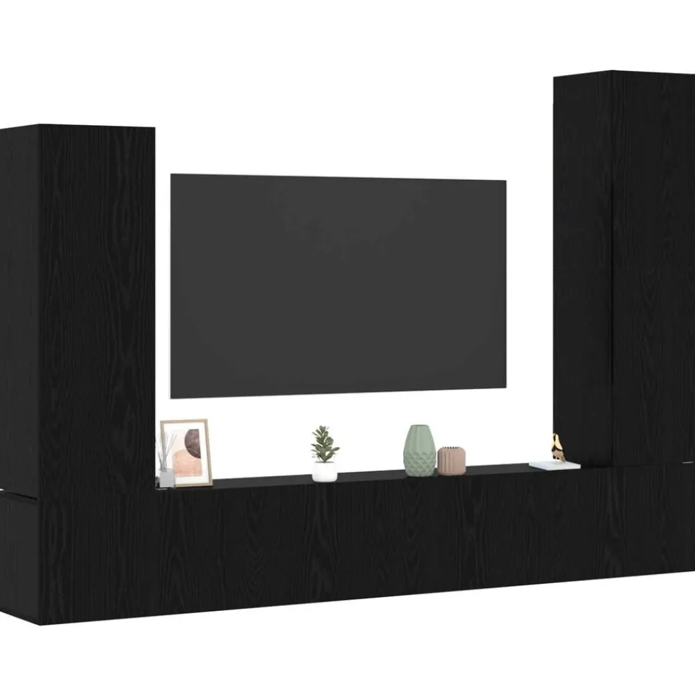 vidaXL Ensemble meuble TV 4 pcs Chêne noir Bois d'ingénierie