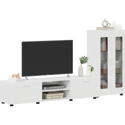 Ensembles De Meubles-vidaXL Ensemble meuble TV FLORIN Bois d'ingénierie Blanc brillant