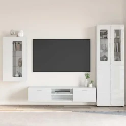 Ensembles De Meubles-vidaXL Ensemble meuble TV FLORIN Bois d'ingénierie Blanc brillant