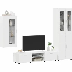Ensembles De Meubles-vidaXL Ensemble meuble TV FLORIN Bois d'ingénierie Blanc brillant