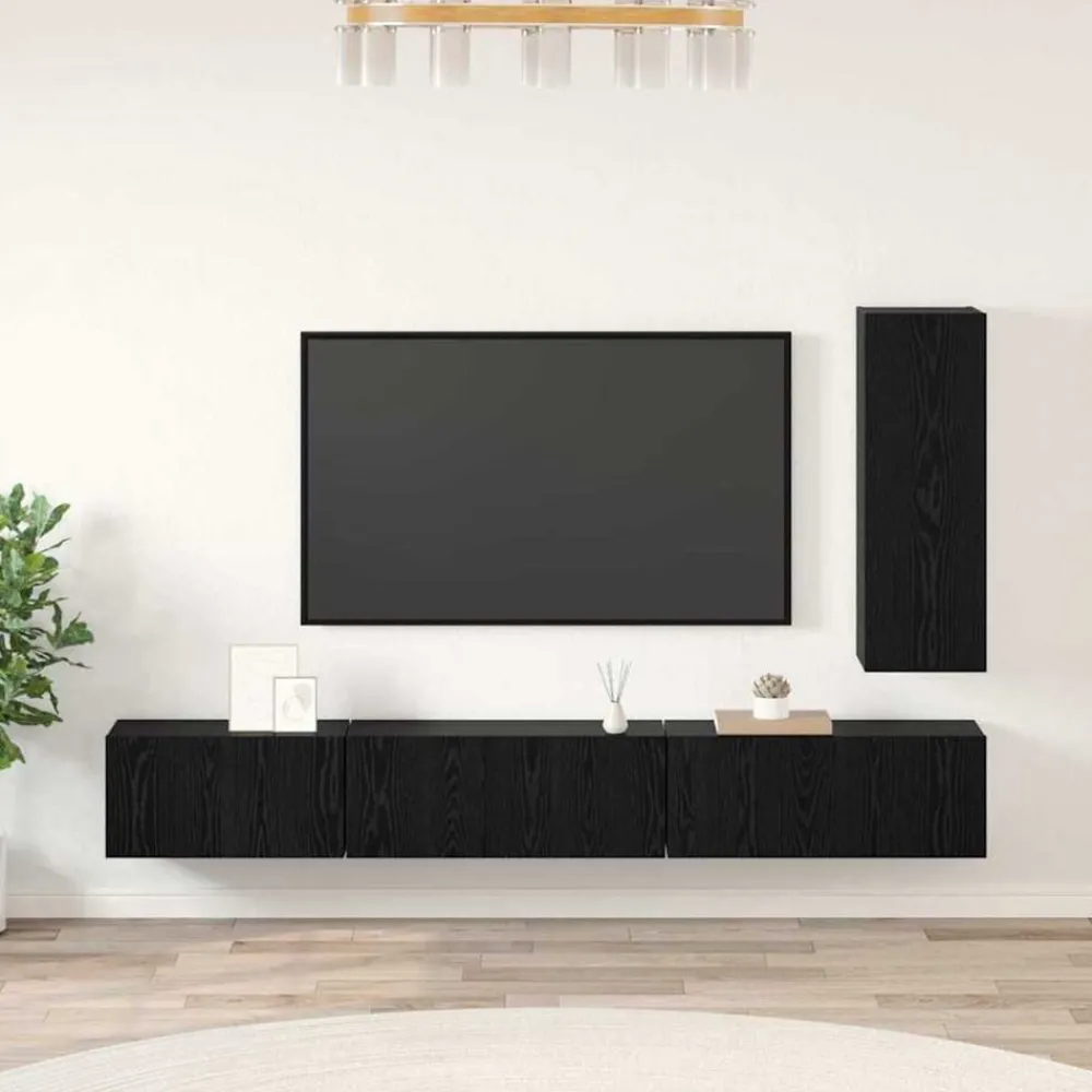 Meubles Tv-vidaXL Ensemble meuble TV 4 pcs Chêne noir Bois d'ingénierie Chêne noir