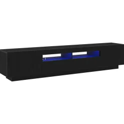 vidaXL Ensemble meuble TV Montage mural 2 pcs Noir 200 x 35 x 40 cm