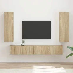 Meubles Tv-vidaXL Ensemble meuble TV 3 pcs Chêne Sonoma Bois d'ingénierie Ch&ecirc;ne sonoma