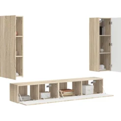 Meubles Tv-vidaXL Ensemble meuble TV 3 pcs Chêne Sonoma Bois d'ingénierie Ch&ecirc;ne sonoma