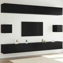 Meubles Tv-vidaXL Ensemble meuble TV 8 pcs Chêne noir Bois d'ingénierie Ch&ecirc;ne noir