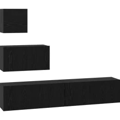 Meubles Tv-vidaXL Ensemble meuble TV 3 pcs Chêne noir Bois d'ingénierie Ch&ecirc;ne noir