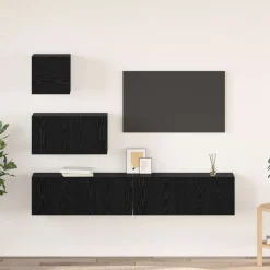 Meubles Tv-vidaXL Ensemble meuble TV 3 pcs Chêne noir Bois d'ingénierie Ch&ecirc;ne noir