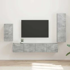 Meubles Tv-vidaXL Ensemble meuble TV 4 pcs Bois d'ingénierie Gris béton