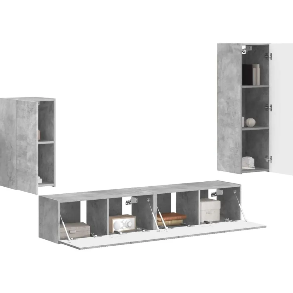 Meubles Tv-vidaXL Ensemble meuble TV 4 pcs Bois d'ingénierie Gris béton