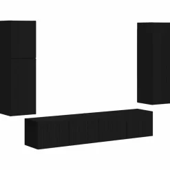 Meubles Tv-vidaXL Ensemble meuble TV Montage mural 4 pcs Bois d'ingénierie Noir