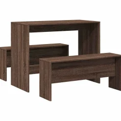 Ensembles De Meubles-vidaXL Ensemble table à manger et bancs 3 pcs bois d'ingénierie Ch&ecirc;ne marron