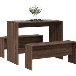 Ensembles De Meubles-vidaXL Ensemble table à manger et bancs 3 pcs bois d'ingénierie Ch&ecirc;ne marron