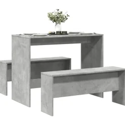 Ensembles De Meubles-vidaXL Ensemble table à manger et bancs 3 pcs bois d'ingénierie Gris béton
