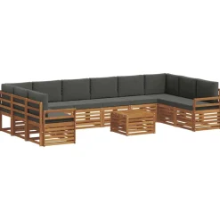 Ensembles De Meubles-vidaXL Ensembles de canapés avec coussin 11 pcs Naturel et anthracite
