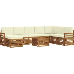Ensembles De Meubles-vidaXL Ensembles de canapés avec coussin 9 pcs Naturel et Crème Naturel et crème