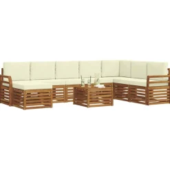 Ensembles De Meubles-vidaXL Ensembles de canapés avec coussin 9 pcs Naturel et Crème Naturel et crème