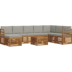 Ensembles De Meubles-vidaXL Ensembles de canapés avec coussin 9 pcs Gris Naturel et Clair Naturel et gris clair