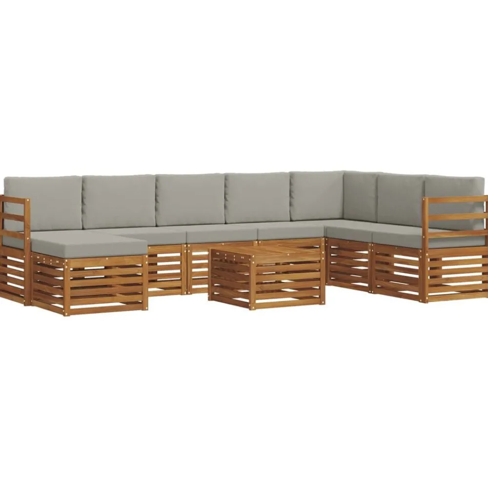Ensembles De Meubles-vidaXL Ensembles de canapés avec coussin 9 pcs Gris Naturel et Clair Naturel et gris clair