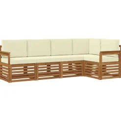 vidaXL Ensembles de canapés avec coussin 5 pcs Naturel et Crème