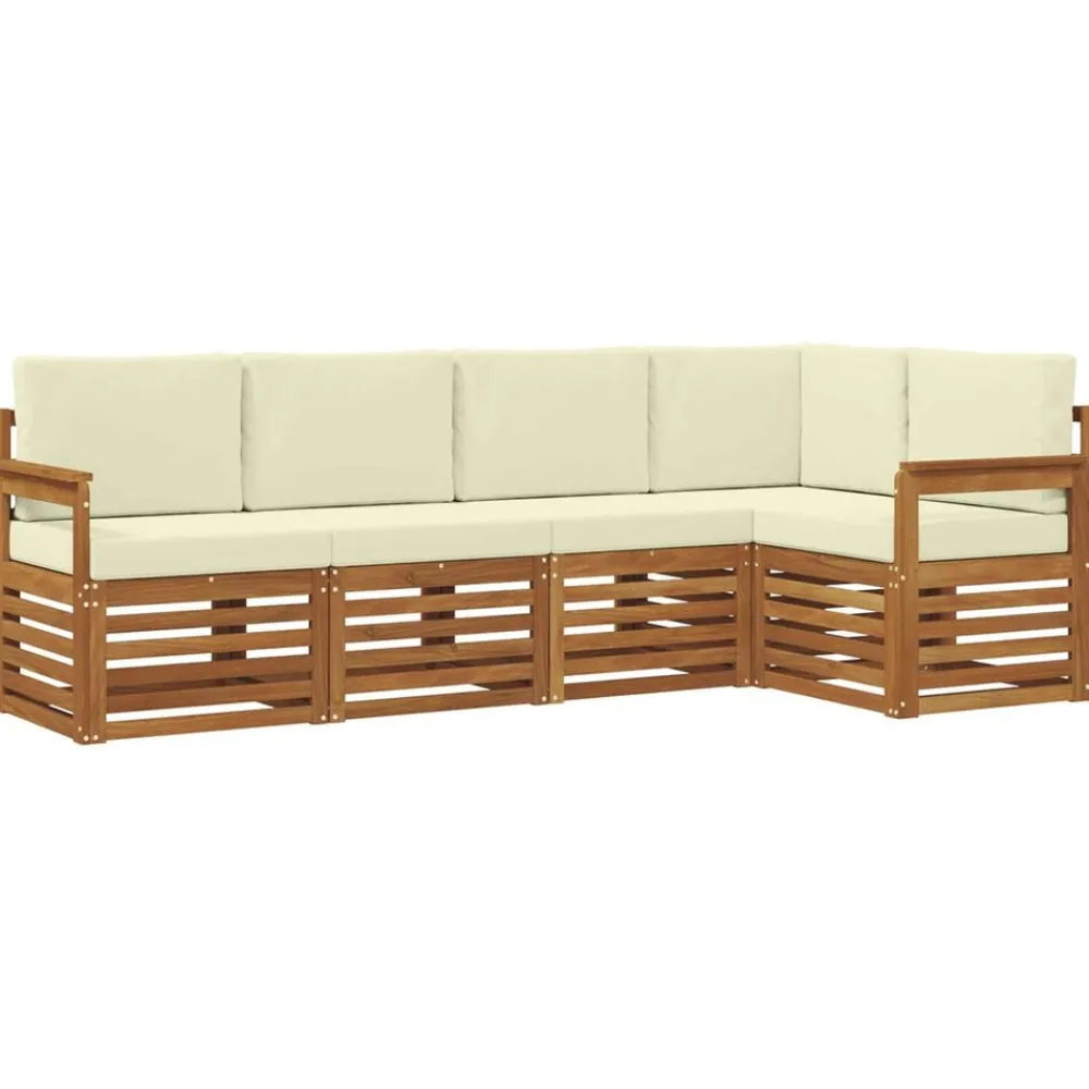 vidaXL Ensembles de canapés avec coussin 5 pcs Naturel et Crème
