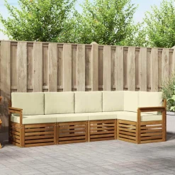 vidaXL Ensembles de canapés avec coussin 5 pcs Naturel et Crème