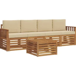 Ensembles De Meubles-vidaXL Ensembles de canapés avec coussin 5 pcs Naturel et beige