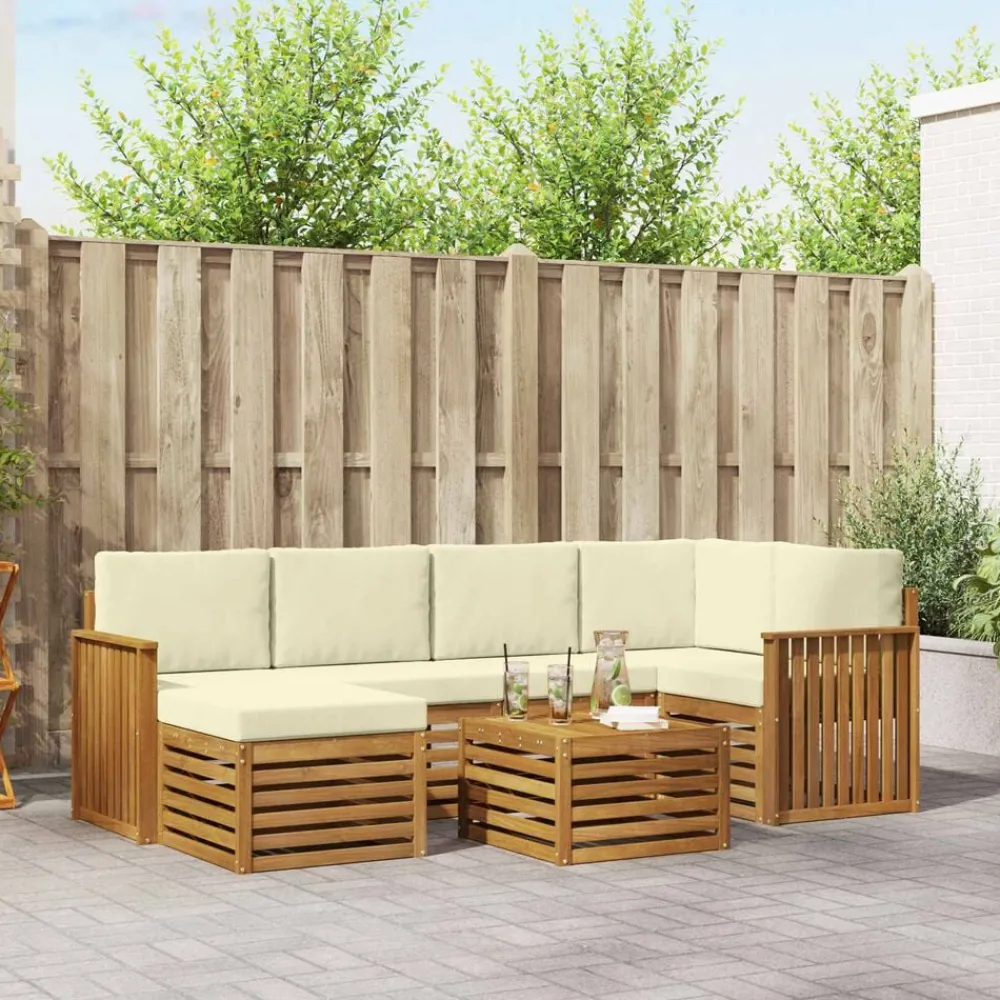 Ensembles De Meubles-vidaXL Ensembles de canapés avec coussin 7 pcs Naturel et Crème Naturel et crème