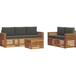 Ensembles De Meubles-vidaXL Ensembles de canapés avec coussin 6 pcs Naturel et anthracite
