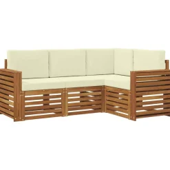 Ensembles De Meubles-vidaXL Ensembles de canapés avec coussin 4 pcs Naturel et Crème Naturel et crème
