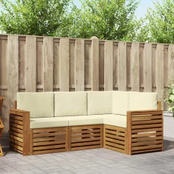 Ensembles De Meubles-vidaXL Ensembles de canapés avec coussin 4 pcs Naturel et Crème Naturel et cr&egrave;me