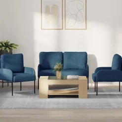 Canapés-vidaXL Ensembles de canapés 3 pcs 115 x 56 x 80 cm Contreplaqué Bleu
