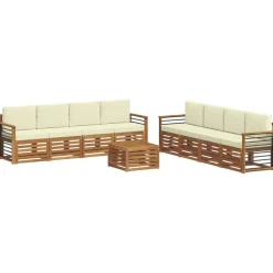 vidaXL Ensembles de canapés avec coussin 9 pcs Naturel et Crème