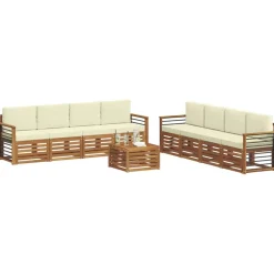 vidaXL Ensembles de canapés avec coussin 9 pcs Naturel et Crème