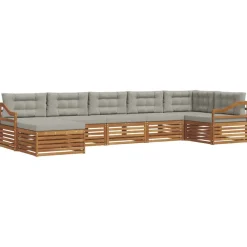 Ensembles De Meubles-vidaXL Ensembles de canapés avec coussin 7 pcs Gris Naturel et Clair Naturel et gris clair