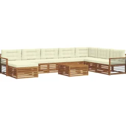 vidaXL Ensembles de canapés avec coussin 9 pcs Naturel et Crème
