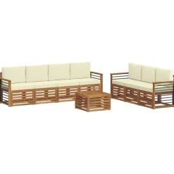 vidaXL Ensembles de canapés avec coussin 8 pcs Naturel et Crème