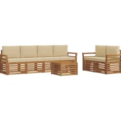 Ensembles De Meubles-vidaXL Ensembles de canapés avec coussin 7 pcs Naturel et beige