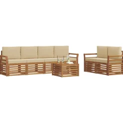 Ensembles De Meubles-vidaXL Ensembles de canapés avec coussin 7 pcs Naturel et beige