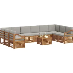 Ensembles De Meubles-vidaXL Ensembles de canapés avec coussin 11 pcs Gris Naturel et Clair Naturel et gris clair